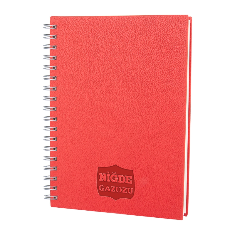 KIRMIZI KARELİ SPİRALLİ TARİHSİZ DEFTER (17X24 CM)