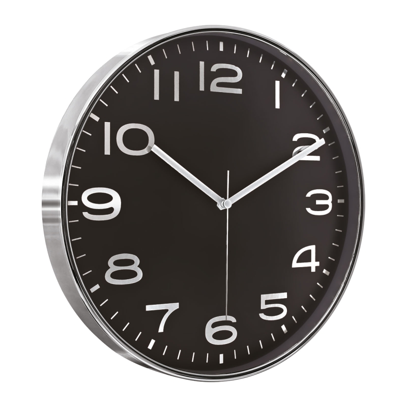 ST130 SİYAH-GÜMÜŞ METALİZE ÇERÇEVE DUVAR SAATİ(380 MM)