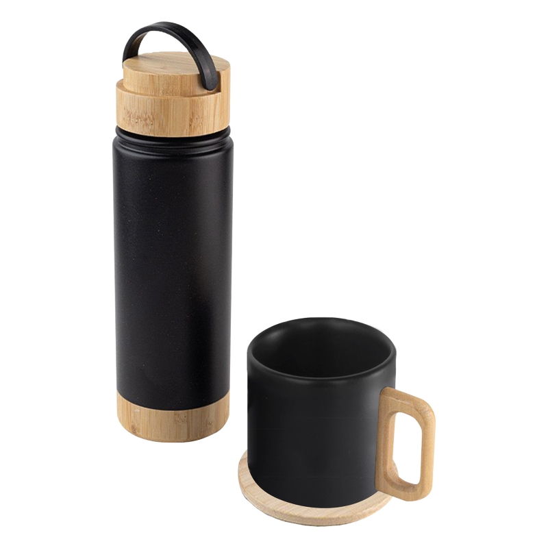 SİYAH 550 ML TERMOS KUPA SETİ