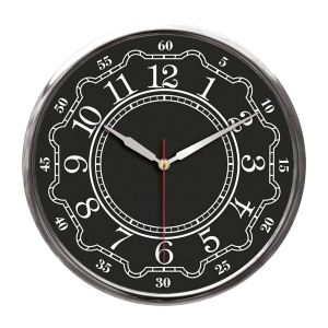 ST310 SİYAH-GÜMÜŞ METAL ÇERÇEVE DUVAR SAATİ (320MM)